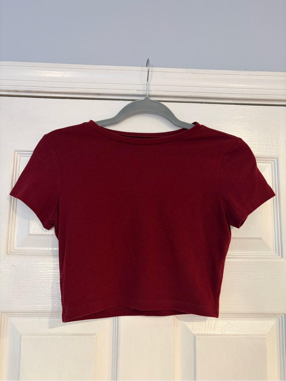 wild fable Burgundy Short Sleeve Crop Top